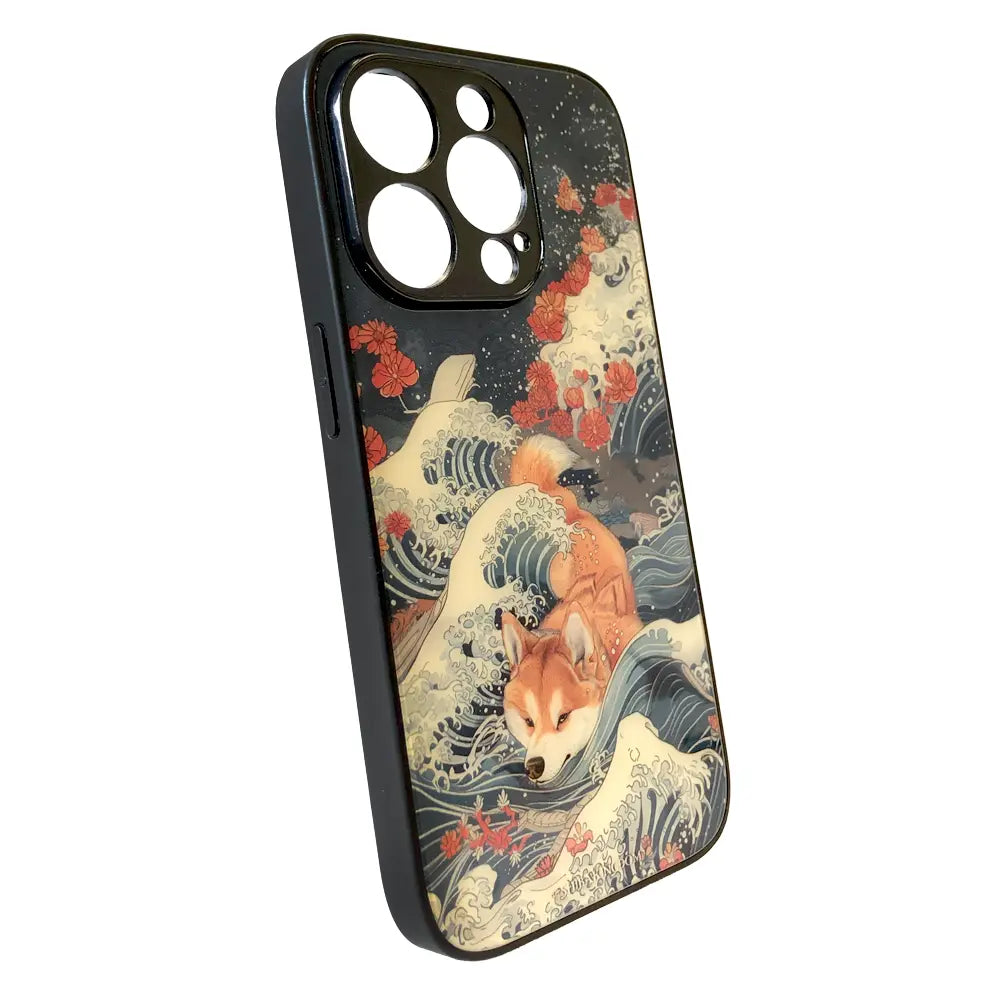 Shiba Ukiyo 0001 Tempered glass iPhone Case