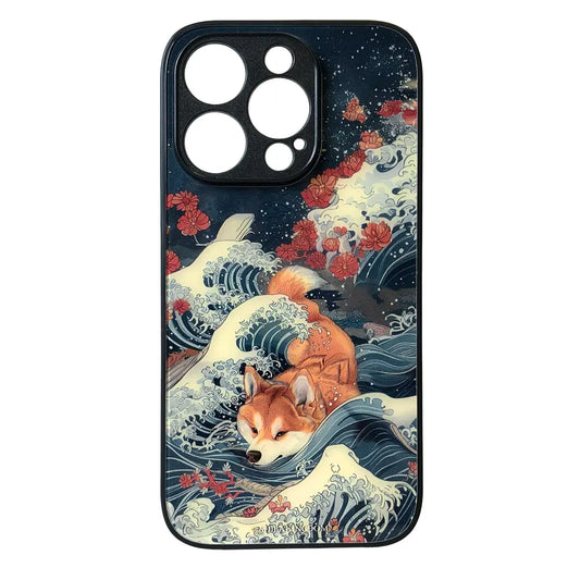 Shiba Ukiyo 0001 Tempered glass iPhone Case